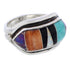 Authentic Silver Southwestern Multicolor Ring Size 5-1/2 CX50763