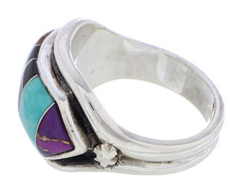 Authentic Silver Southwestern Multicolor Ring Size 5-1/2 CX50763