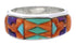 Silver Multicolor Inlay Southwestern Ring Size 7-3/4 CX50771