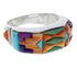 Silver Southwestern Multicolor Inlay Ring Size 6-1/2 CX50773