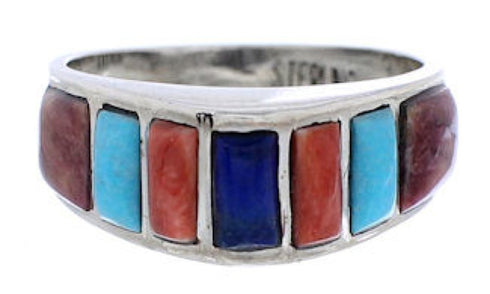 Multicolor Inlay Sterling Silver Jewelry Ring Size 6-3/4 CX50861