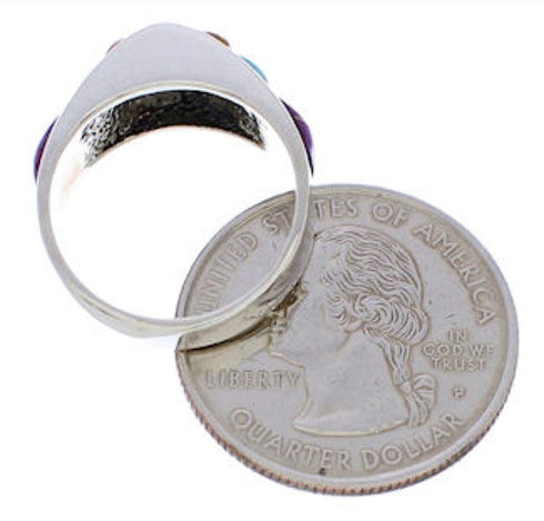 Multicolor Authentic Sterling Silver Southwest Ring Size 6-1/2 CX50867