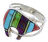Multicolor Turquoise Jewelry Silver Bear Ring Size 5-3/4 RS36910