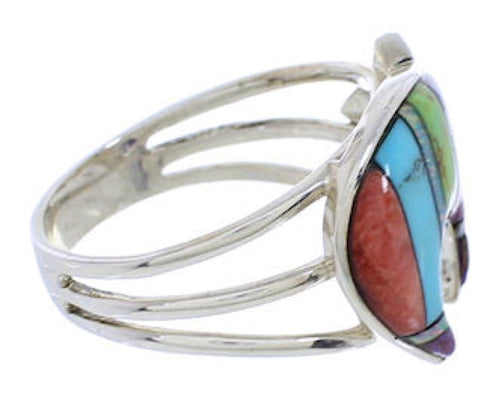 Sterling Silver Turquoise Multicolor Bear Ring Size 6-1/2 RS36927