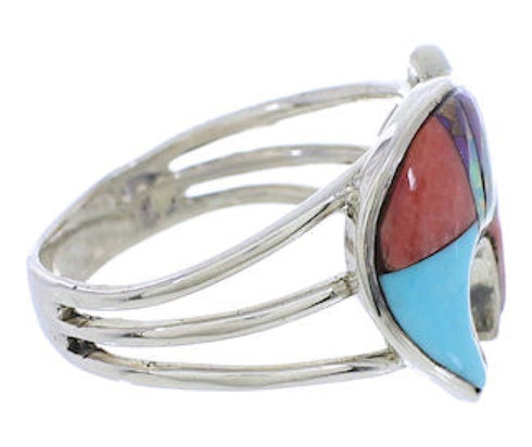 Sterling Silver Multicolor Bear Southwest Ring Size 7-1/2 CX52525