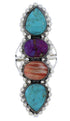 Multicolor And Turquoise Sterling Silver Ring Size 5-3/4 AS35767