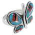 Multicolor Inlay Silver Southwest Butterfly Ring Size 8-1/2 CX52577