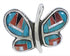 Multicolor Inlay Southwest Silver Butterfly Ring Size 7-1/2 CX52574