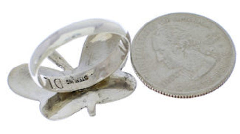 Multicolor Turquoise Sterling Silver Butterfly Ring Size 9-1/2 AS42943