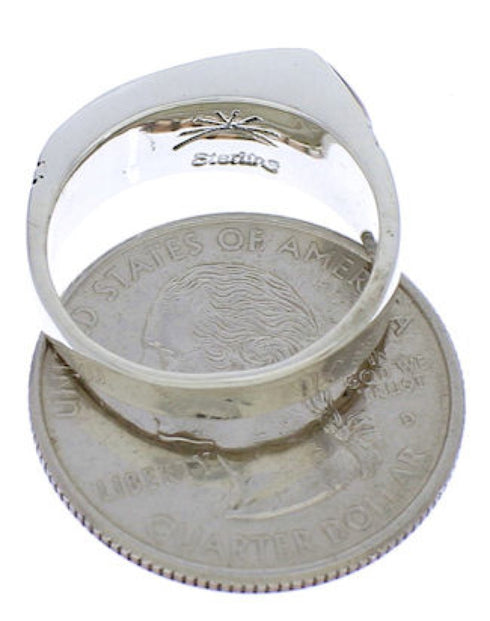 Multicolor Inlay Sterling Silver Southwest Ring Size 7-3/4 CX52650