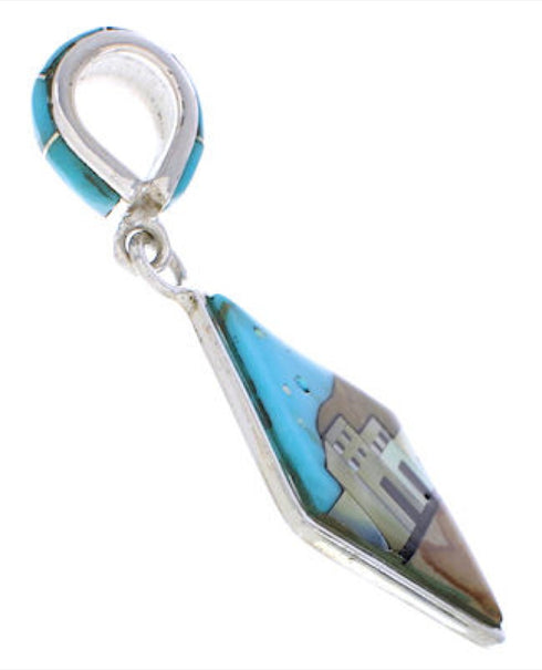 Southwest Multicolor Native American Village Design Pendant EX30711