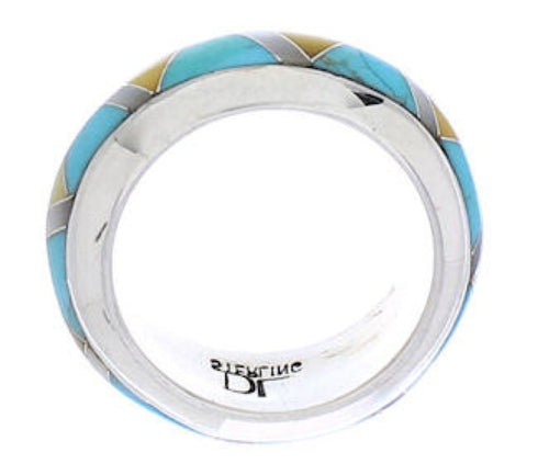 Sterling Silver Jewelry Multicolor Turquoise Ring Size 7-3/4 RS38482