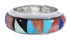 Silver Multicolor Inlay Southwestern Ring Size 7-1/2 TX41909