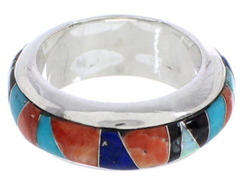 Sterling Silver Multicolor Inlay Southwest Ring Size 5-1/2 TX41911