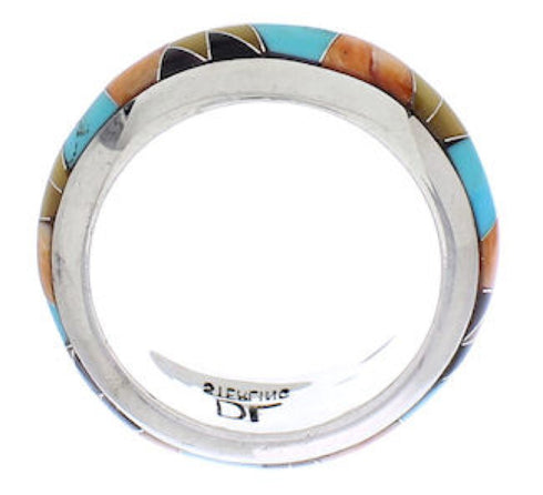 Sterling Silver Jewelry Turquoise Multicolor Ring Size 7-3/4 RS38411