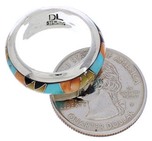 Sterling Silver Jewelry Turquoise Multicolor Ring Size 7-3/4 RS38411