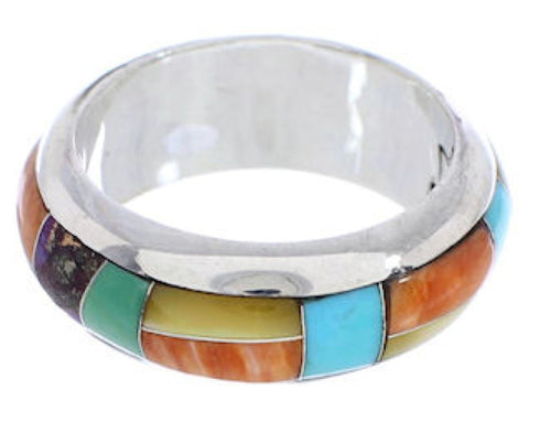 Silver Multicolor Southwestern Jewelry Ring Size 7-1/2 TX41922