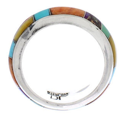 Silver Multicolor Southwestern Jewelry Ring Size 7-1/2 TX41922