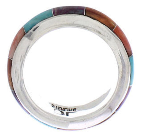 Turquoise Multicolor Sterling Silver Ring Band Size 4-1/2 AS44556
