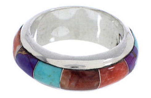 Sterling Jewelry Turquoise Multicolor Ring Band Size 6-3/4 HS35671