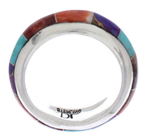Sterling Jewelry Turquoise Multicolor Ring Band Size 6-3/4 HS35671