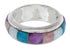 Turquoise Multicolor Inlay Silver Ring Band Size 8-1/2 HS35722