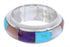 Multicolor Inlay Sterling Silver Ring Band Size 5-1/2 Jewelry AS45849