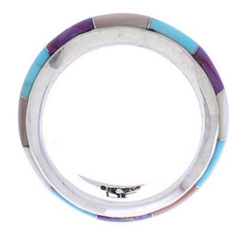 Southwest Multicolor Inlay And Sterling Silver Ring Size 8-1/2 TX41953