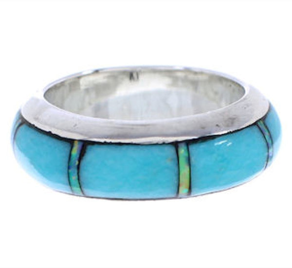 Southwest Silver Turquoise And Opal Ring Size 4-1/2 TX41971