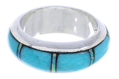 Southwest Silver Turquoise And Opal Ring Size 4-1/2 TX41971