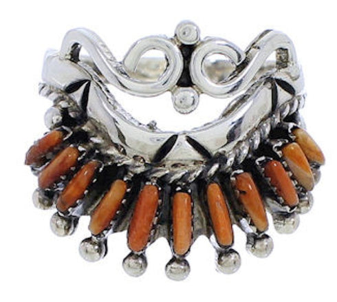 Oyster Shell Needlepoint Southwest Ring Size 7-1/2 EX43554