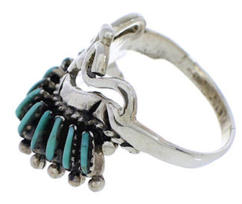 Southwest Turquoise Needlepoint Ring Size 6-1/2 EX43559