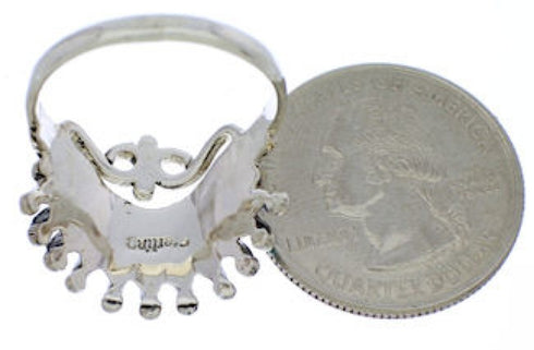 Turquoise Needlepoint Silver Ring Size 6-1/4 EX43587