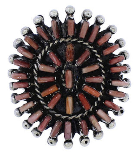 Red Oyster Shell Needlepoint Ring Size 7-3/4EX43595