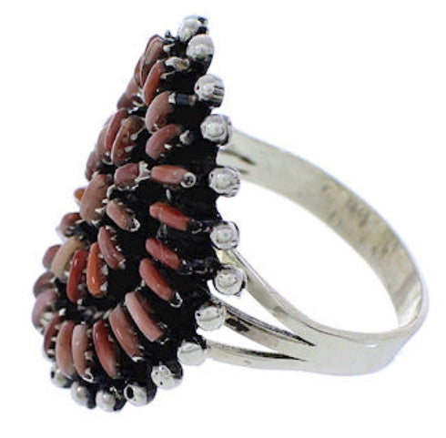 Red Oyster Shell Needlepoint Ring Size 7-3/4EX43595