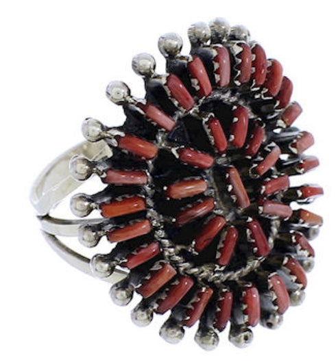 Red Oyster Shell And Sterling Silver Ring Size 6-3/4 AS36237