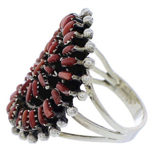 Red Oyster Shell And Sterling Silver Ring Size 6-3/4 AS36237