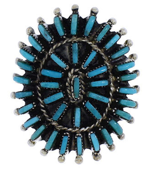 Turquoise Needlepoint Sterling Silver Ring Size 5-3/4 EX43611