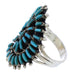 Turquoise Needlepoint Sterling Silver Ring Size 5-3/4 EX43611