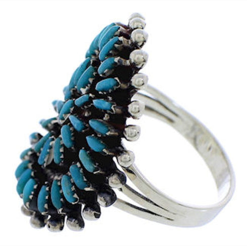 Turquoise Needlepoint Ring Size 8-3/4 EX43621