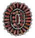 Southwest Red Oyster Shell Needlepoint Ring Size 4-3/4 EX43716