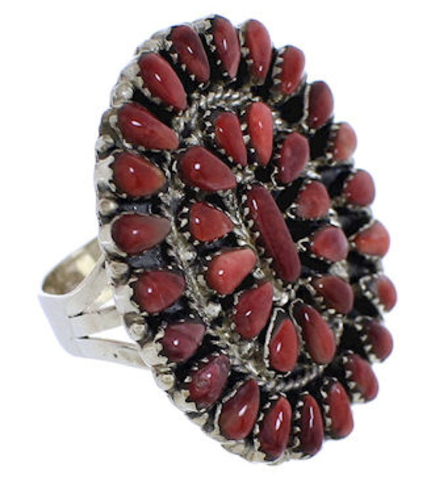 Red Oyster Shell Sterling Silver Ring Size 6-1/2 EX43731