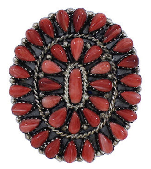 Southwest Red Oyster Shell Ring Size 7-3/4 EX43737