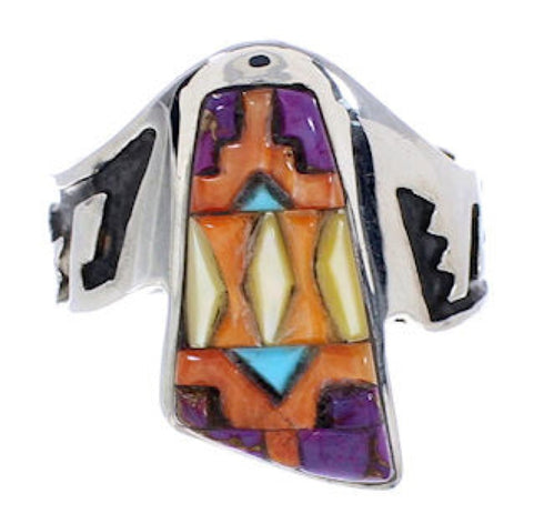 Multicolor Southwest Sterling Silver Ring Size 7-1/2 EX56676
