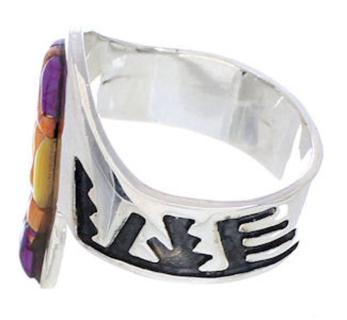 Multicolor Southwest Sterling Silver Ring Size 7-1/2 EX56676