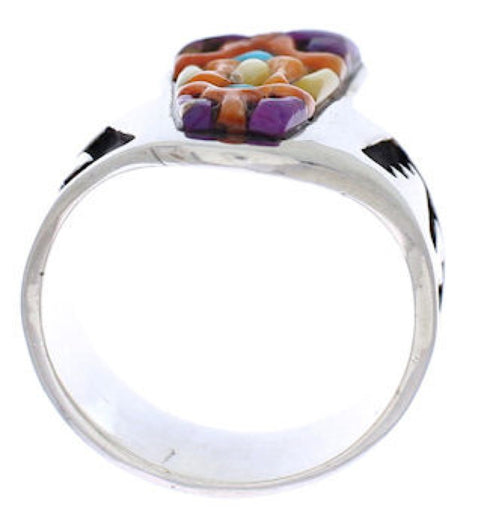 Multicolor Southwest Sterling Silver Ring Size 7-1/2 EX56676