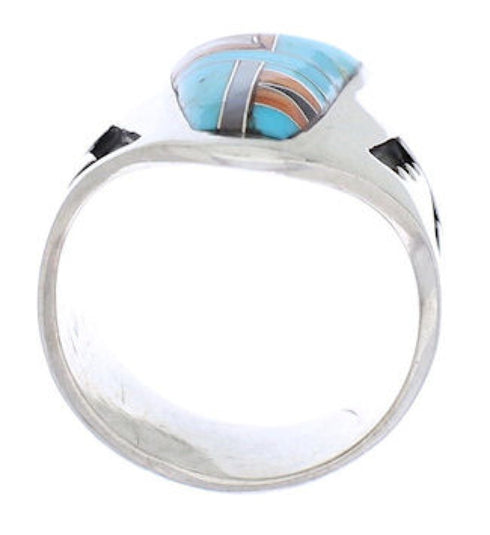 Southwest Sterling Silver Multicolor Ring Size 7-1/2 EX56687