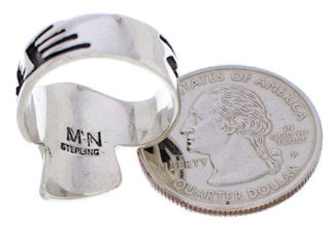 Southwest Sterling Silver Multicolor Ring Size 7-1/2 EX56687