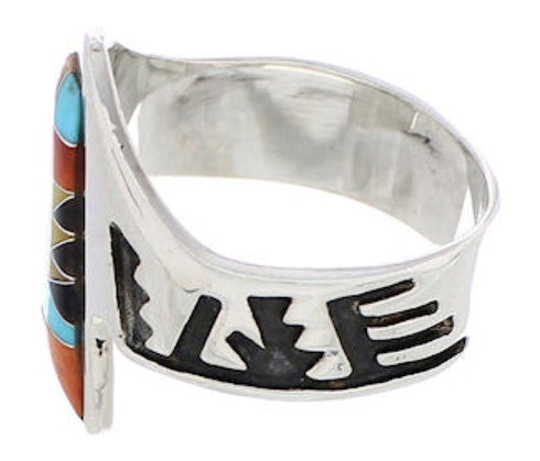 Multicolor Inlay Jewelry Sterling Silver Ring Size 7-1/4 AS37178