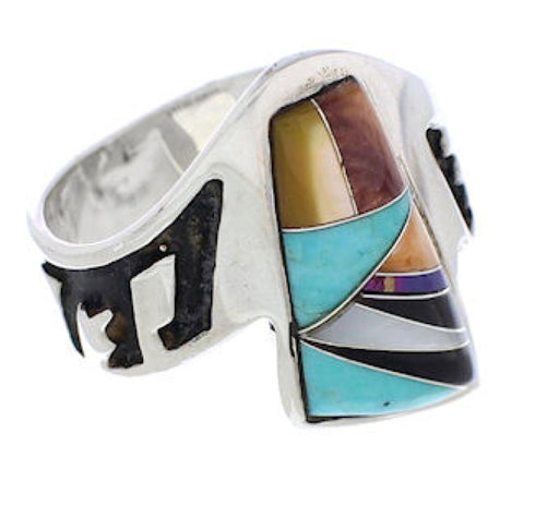 Turquoise Oyster Shell Multicolor Silver Ring Size 6-1/4 AS37222